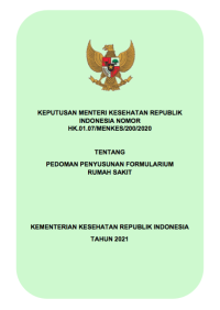 Image of keputusan menteri kesehatan republik indonesia nomor HK 01.07/Menkes/200/2020 tentang Pedoman Penyusunan Formularium Rumah Sakit
